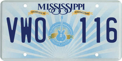 MS license plate VWO116