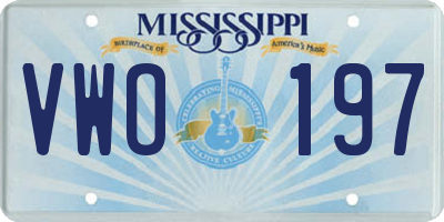MS license plate VWO197