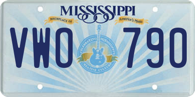 MS license plate VWO790