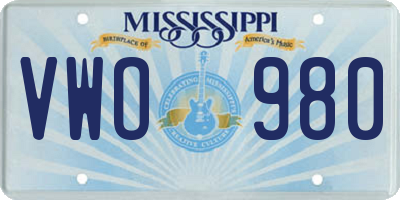MS license plate VWO980