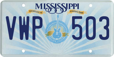 MS license plate VWP503