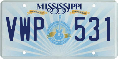 MS license plate VWP531