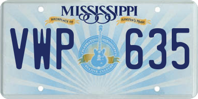 MS license plate VWP635