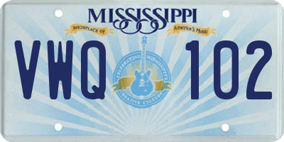 MS license plate VWQ102