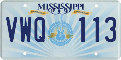 MS license plate VWQ113
