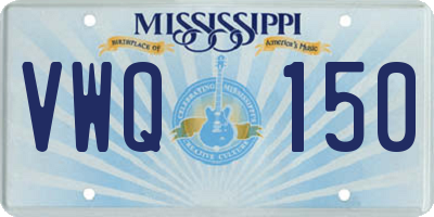 MS license plate VWQ150