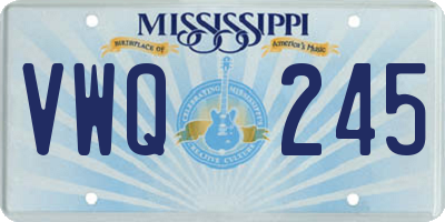 MS license plate VWQ245