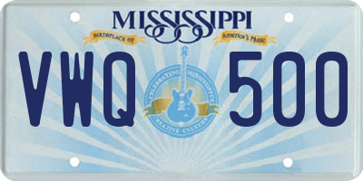 MS license plate VWQ500