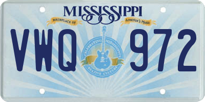 MS license plate VWQ972