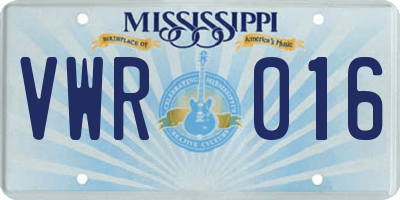 MS license plate VWR016