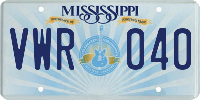 MS license plate VWR040