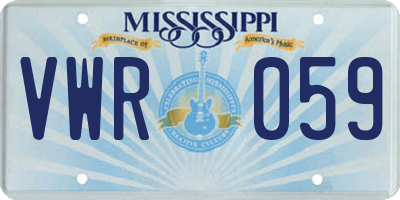 MS license plate VWR059