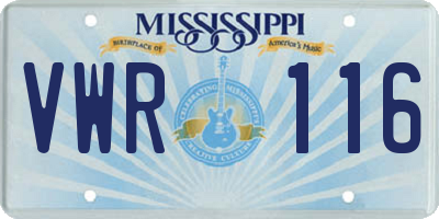 MS license plate VWR116