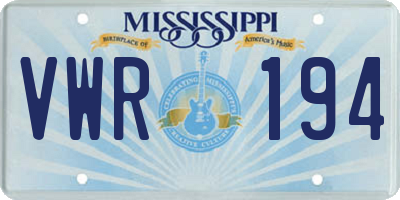MS license plate VWR194