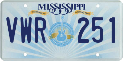 MS license plate VWR251