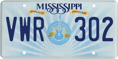MS license plate VWR302
