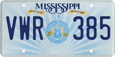 MS license plate VWR385
