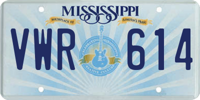 MS license plate VWR614