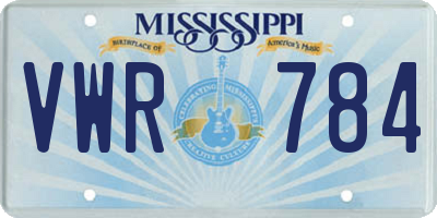 MS license plate VWR784