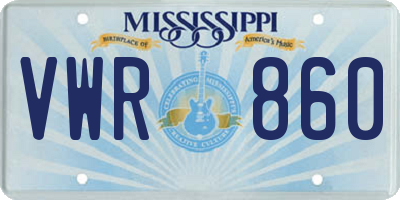 MS license plate VWR860