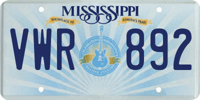 MS license plate VWR892
