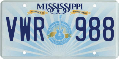 MS license plate VWR988