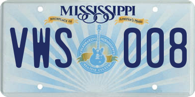 MS license plate VWS008