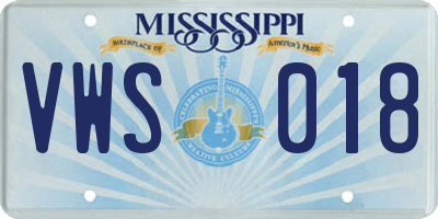 MS license plate VWS018
