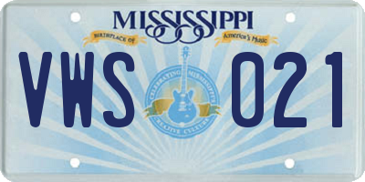 MS license plate VWS021