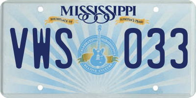 MS license plate VWS033