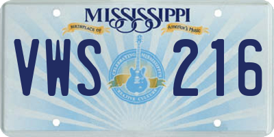 MS license plate VWS216