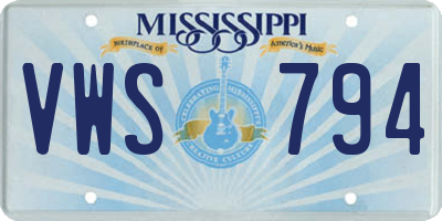MS license plate VWS794