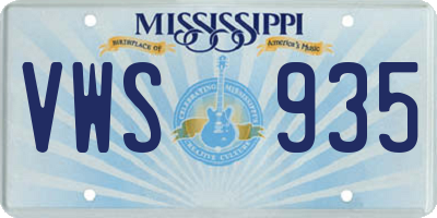 MS license plate VWS935