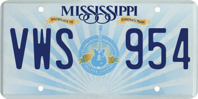MS license plate VWS954