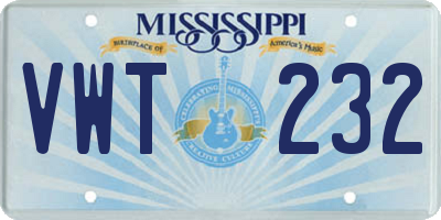 MS license plate VWT232