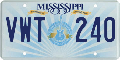 MS license plate VWT240