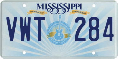 MS license plate VWT284