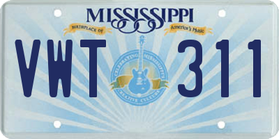 MS license plate VWT311
