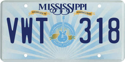 MS license plate VWT318