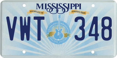 MS license plate VWT348