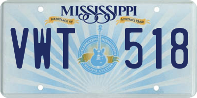 MS license plate VWT518