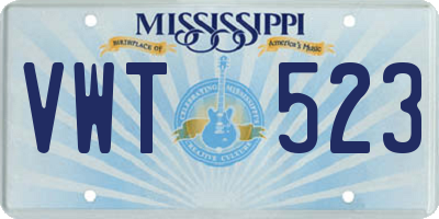MS license plate VWT523