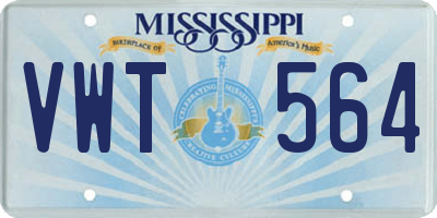 MS license plate VWT564