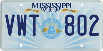 MS license plate VWT802