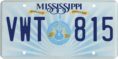 MS license plate VWT815