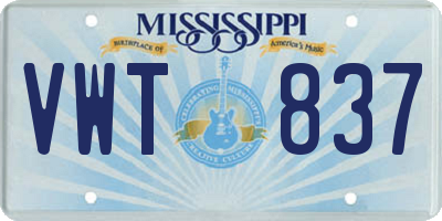 MS license plate VWT837