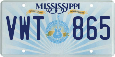 MS license plate VWT865