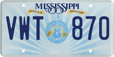 MS license plate VWT870