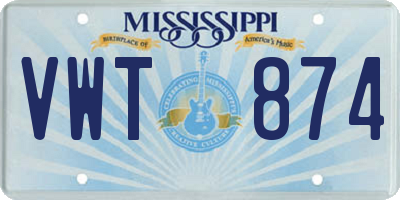 MS license plate VWT874