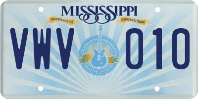 MS license plate VWV010